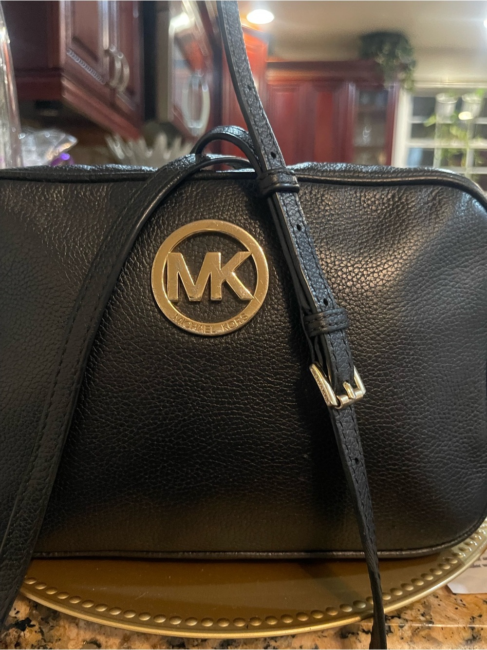 Michael Kors Black leather crossbody. EUC
